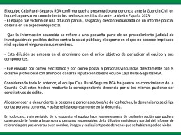 ¿Qué "informe" sobre dopaje denuncia el equipo Caja Rural?