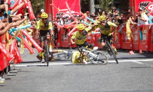 Another epic celebration that ends in a crash