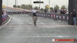Bec Henderson and Ben Oliver win a water-soaked HERO ABU DHABI
