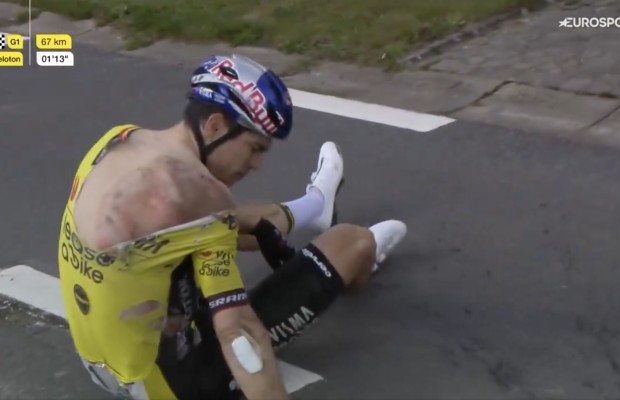 Duríssima queda de Van Aert que termina Dwars door Vlaanderen na ambulância