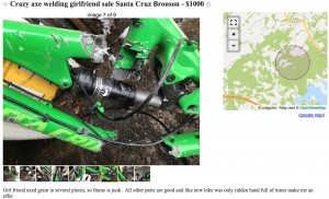 "Se vende Santa Cruz Bronson cortada con un hacha por mi novia"