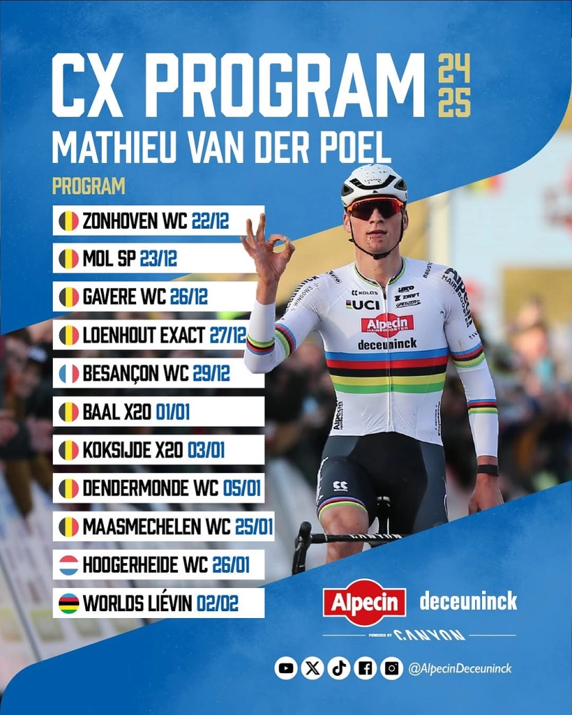 Van der Poel presents his CX calendar, without Benidorm: "My only real goal is the seventh world title"