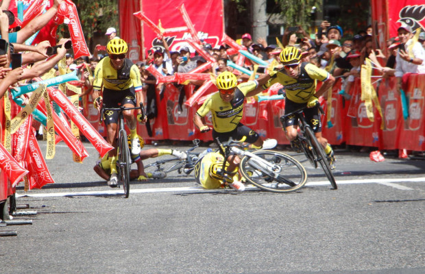 The UCI prohibits team celebrations at the finish line