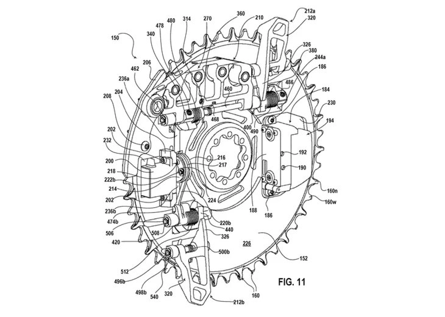 SRAM patents a front derailleur integrated into the chainring