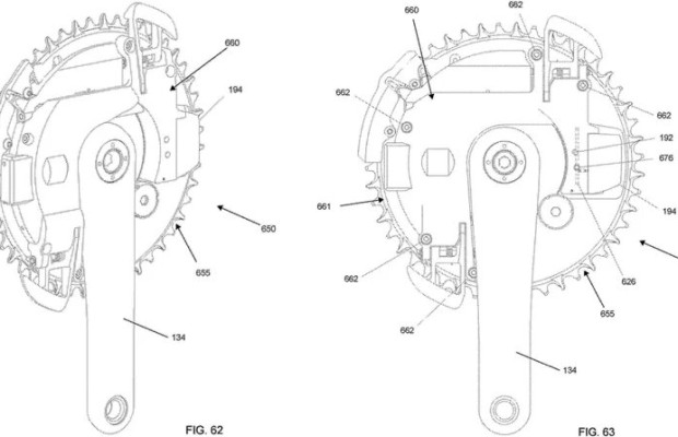 SRAM a breveté un dérailleur avant intégré dans le plateau