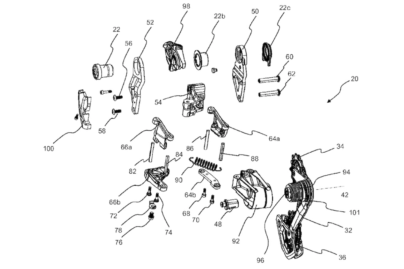 This SRAM patent advances a new direct mount mechanical derailleur