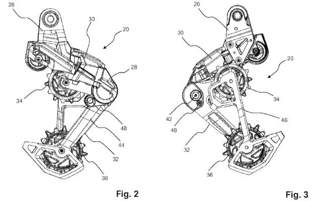 This SRAM patent advances a new direct mount mechanical derailleur