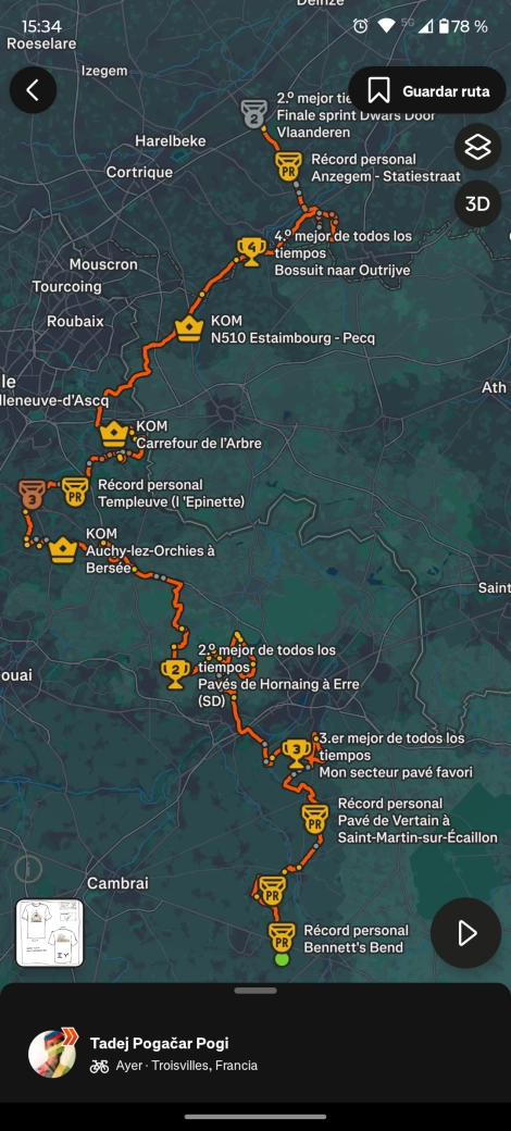 Pogacar is already collecting KOM for Paris-Roubaix