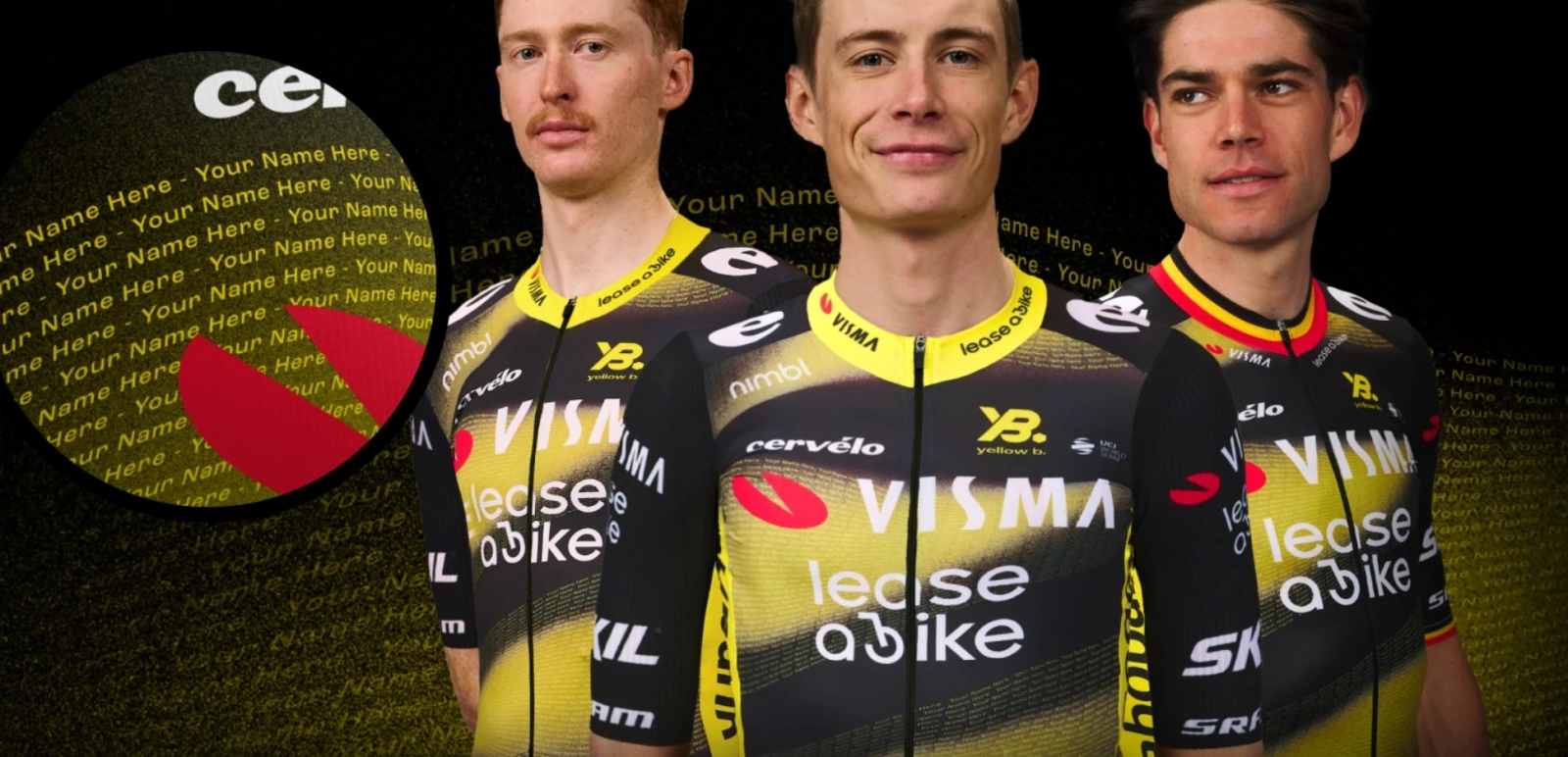 Mets ton nom sur le maillot officiel que le Visma portera lors du Tour 2025