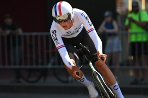 Primoz Roglic wears pink in the Giro d'Italia after a time trial won by Joshua Tarling