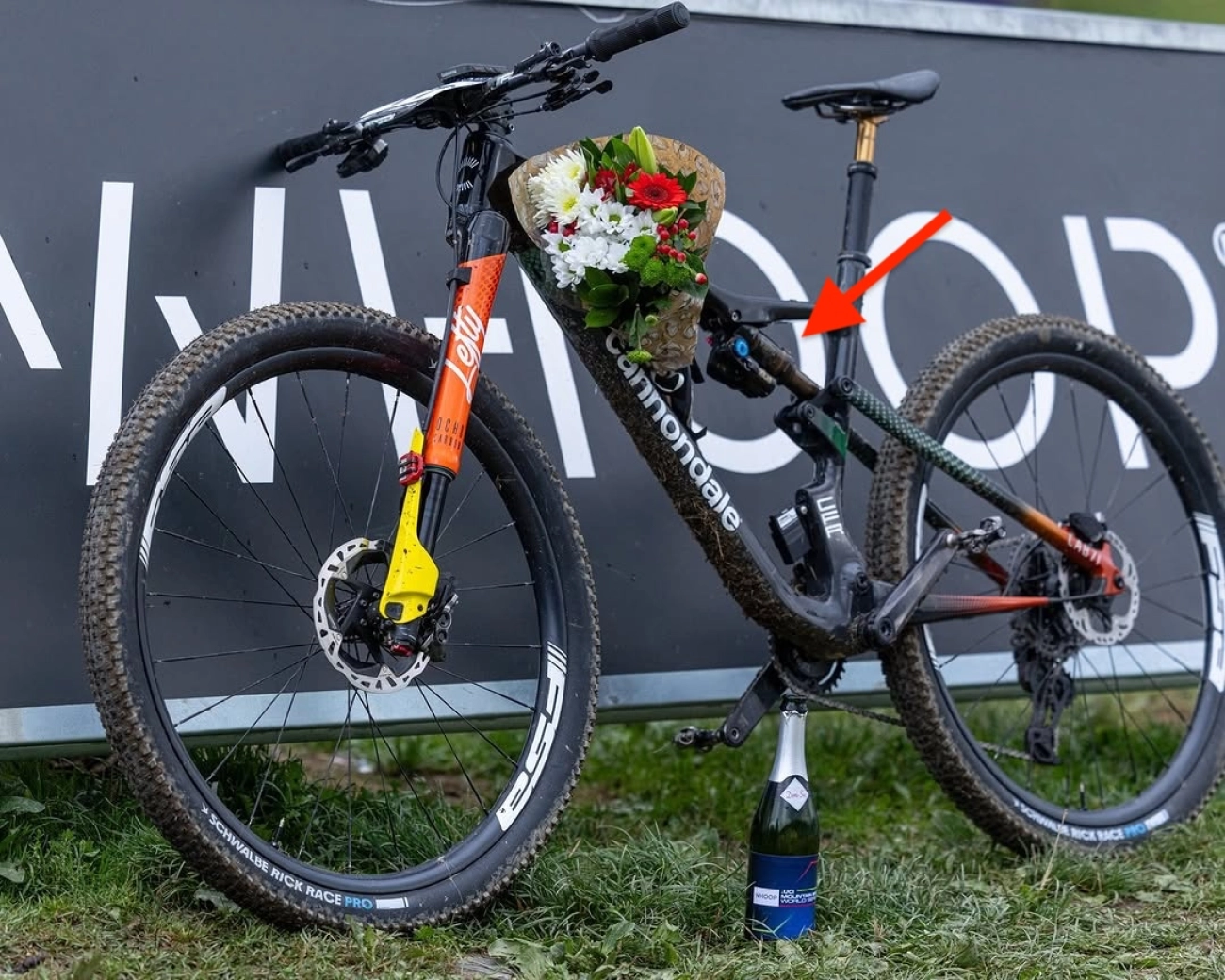 Aldridge won in Les Gets with an electronic Fox shock absorber