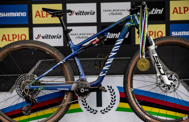 In detail, the World Champion's bike: Jenny Rissveds' Canyon Lux WC CFR