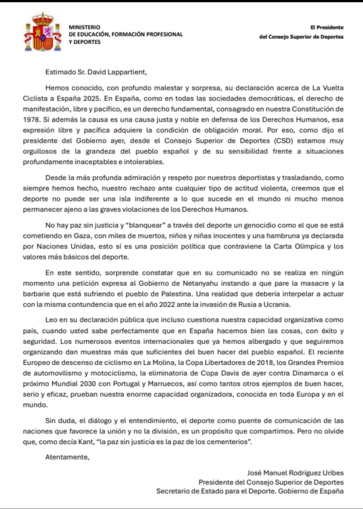 Accusations and threats between the UCI and the Spanish government