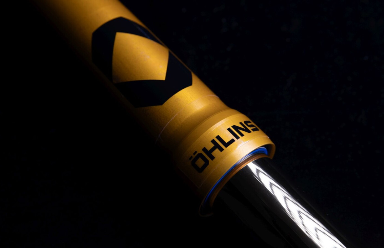 The diamond symbol marks the new future of Öhlins