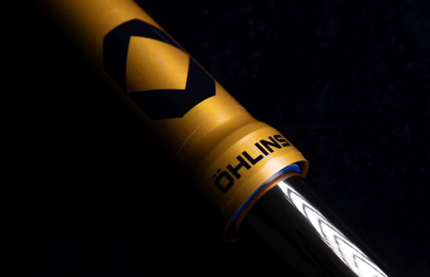 The diamond symbol marks the new future of Öhlins