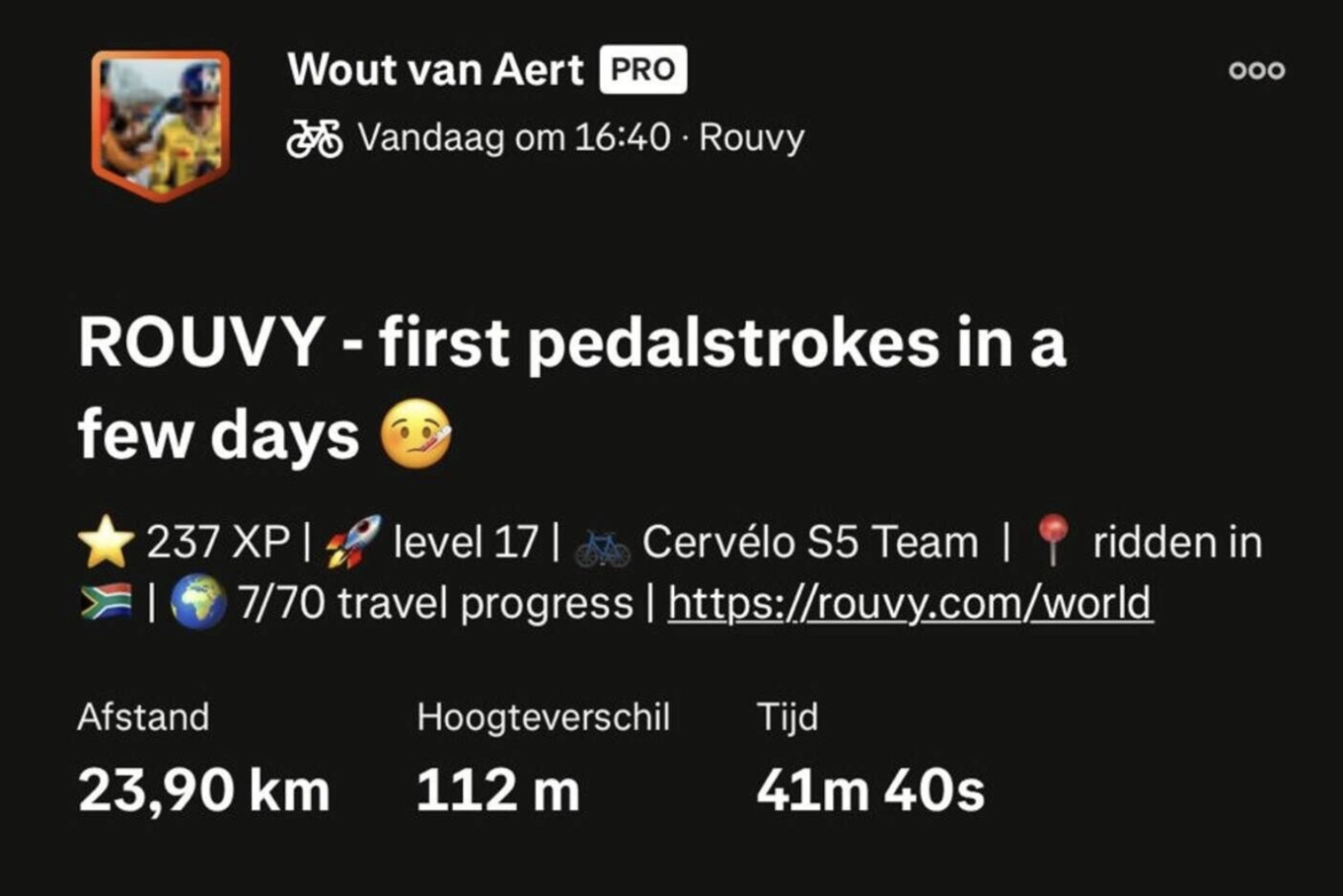 Van Aert, tocado a dos semanas de su debut invernal en ciclocross