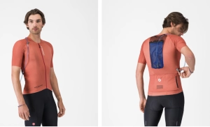 Castelli presents a racing skinsuit for gravel that integrates a hydration bag