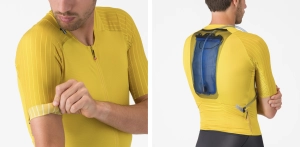 Castelli presents a racing skinsuit for gravel that integrates a hydration bag
