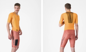 Castelli presents a racing skinsuit for gravel that integrates a hydration bag