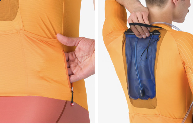 Castelli presenta un mono racing para gravel que integra la bolsa de hidratación