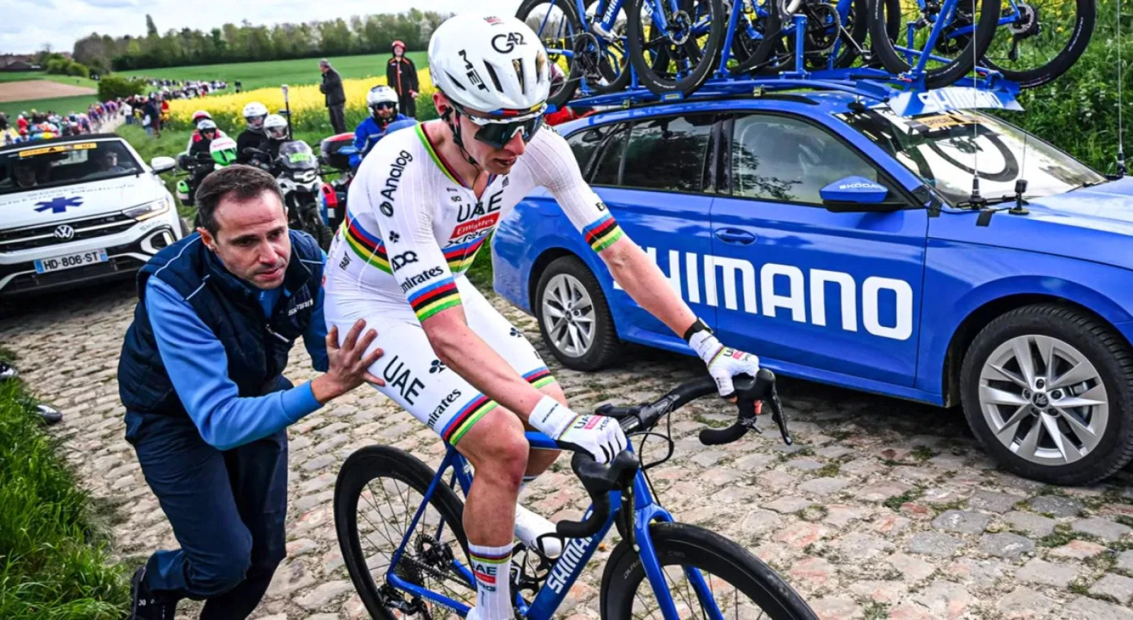 “Le dimos la mejor opción posible”: Shimano contesta a Pogacar por su “carretilla”