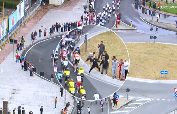 El vídeo de la agresión que ha puesto en riesgo al pelotón del Giro en la etapa 6