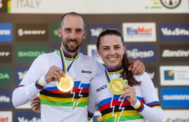 Jérôme Gilloux claims his fifth e-MTB World Championship and Anna Spielmann defends her rainbow jersey in Val di Sole