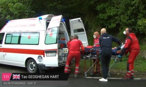 Another favorite says goodbye. Tao Geoghegan crashes on stage 11 of the Giro