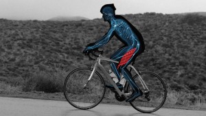 ciclista con calambre muslos