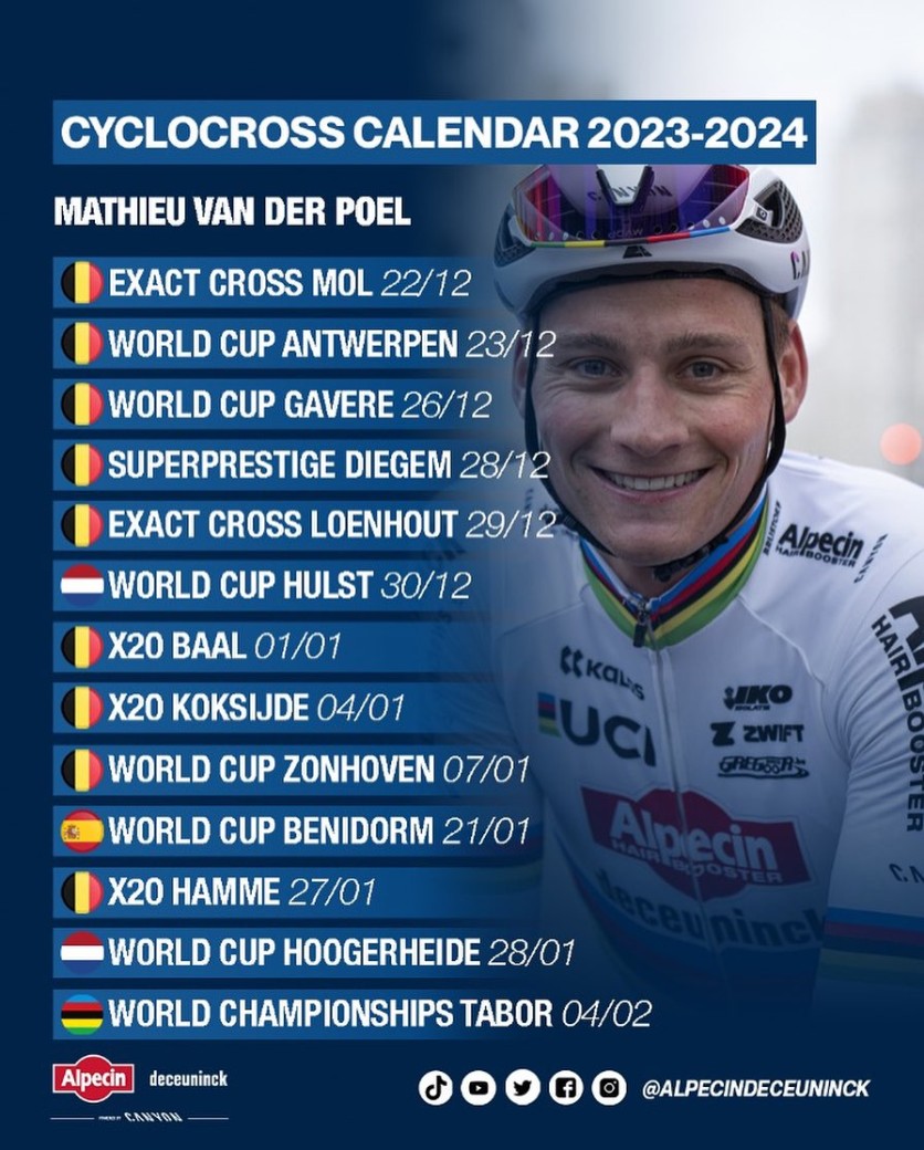 Van Der Poel makes his CX Calendar 202324 official 13 races, 6 weeks