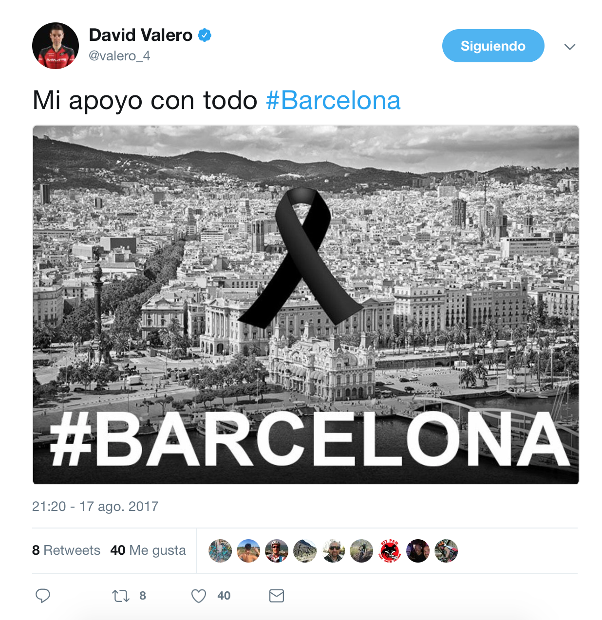 El mundo del ciclismo se une contra el terrorismo tras el atentado de Barcelona