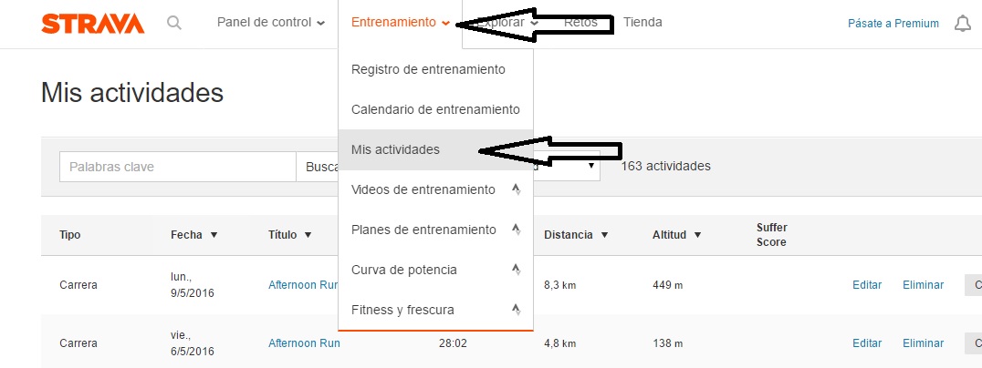 Segmentos Strava primer paso