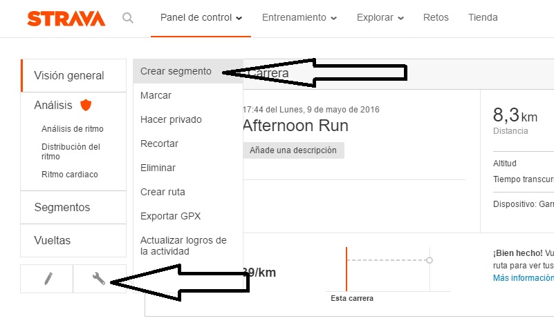 Segmentos Strava segundo paso
