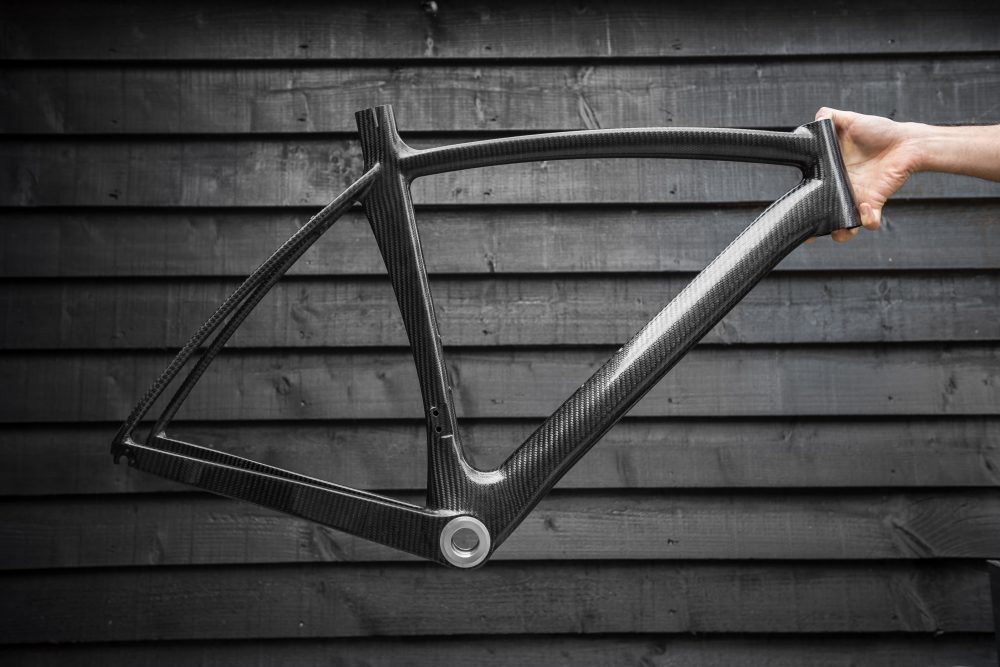unpainted carbon bike frame